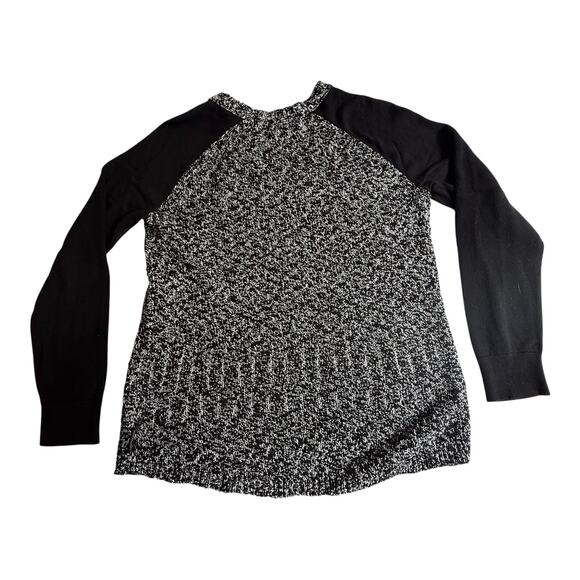 Calvin Klein Jeans KNIT SWEATER Womens MED Black White Colorblock Baseball Style - Picture 2 of 6